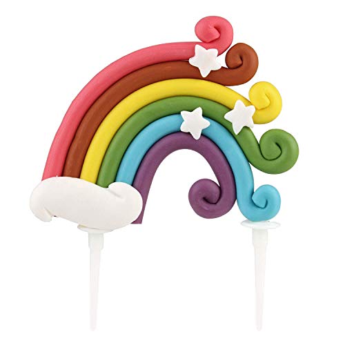 Unimall Bunte Regenbogen Kuchendeckel Alles Gute zum Geburtstagstorte Pick 3D weiche Keramik Kuchen Dekoration für Regenbogen Thema Junge Mädchen Babyparty Geburtstag Hochzeitsfeier Lieferungen 1Pc von Unimall Global