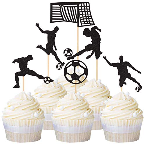 Unimall Global 24 Stück Fußball Cupcake Topper Fussball Cupcake Topper Fussball Cupcake Topper Sport Kuchen Dekoration für Fußball Party Dekoration Sport Party Dekoration von Unimall Global