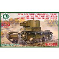 T-26 tank cylindrical turret and 76.2mm gun KT-28, plastic tracks von Unimodels