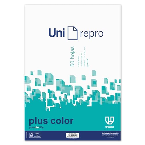 Unipapel, 50 Blatt A4, glatt, 120 g, plus Farbe, sehr robustes Papier für Drucke in Büros, Schulen und Zuhause, FSC-zertifiziert von Unipapel