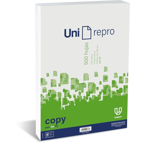 UNIPAPEL Packung mit 500 Blatt A4, glatt, 80 g, super starkes Papier für hochwertige und langlebige Drucke in Büros, Schulen und Zuhause. von Unipapel