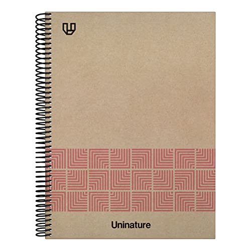 Unipapel | 100% recyceltes Notizbuch, A4, Kraftpapier, 80 Blatt, 4 x 4, 90 g, Rosa, FSC recycelt, 100% recycelt, fester Einband, Uninature Concept von Unipapel