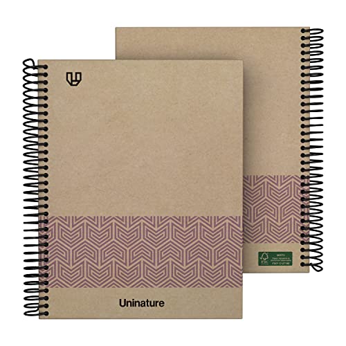 Unipapel 100% recyceltes Notizbuch A5, 80 Blatt, kariert, 4 x 4, 90 g, Hardcover, Violett, Uninature Conzept, FSC-recycelt, 100% von Unipapel