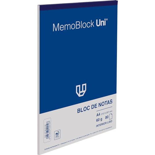 Unipapel, 5er-Pack Notizblöcke, A4, 80 Blatt, glatt, Papier 60 g, mikroperferiert, 29 x 5 x 21 cm, robuste Baumwolle, Memoblock, Uni von Unipapel