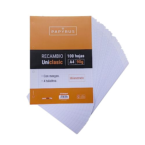 Unipapel 53391700 Millimeter-Nachfüllung, 90 g, mit Rand, 4 Löcher, Papier, mehrfarbig, A4 von Unipapel