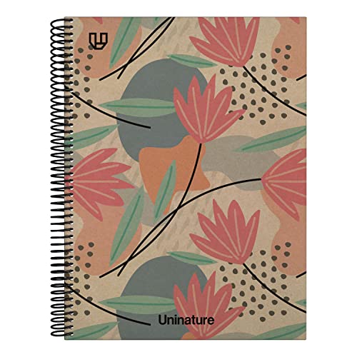 Unipapel | Notizbuch A4, Hartcover, 100% recyceltes Karton und Kraftpapier, 80 Blatt, 90 g, Uninature Design Blumen, FSC-recycelt, 100% von Unipapel