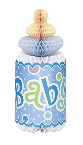 Babyparty-Dekoration - 30 cm - Flaschenförmige Wabendekoration - Blaues Punktmuster von Unique