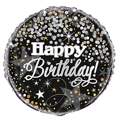 Folien-Geburtstags-Luftballon - 45 cm - "Happy Birthday" - Glitzerndes Silberdesign von Unique