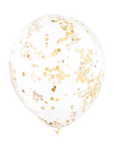 Konfetti-Luftballons - 30 cm - Gold - 6er-Pack, Farblos von Unique