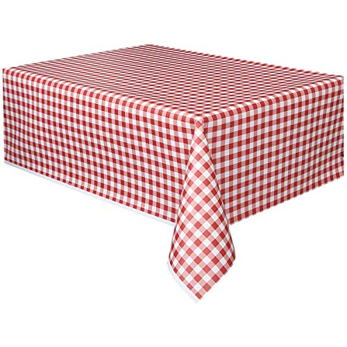 Kunststoff-Tischdecke - 2, 74 m x 1, 37 m - Rotes Gingham von Unique