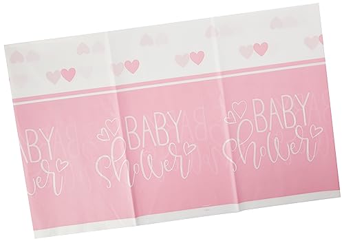 Kunststoff-Tischdecke - 2,13 m x 1,37m - Rosa Herzchen Babyparty von Unique