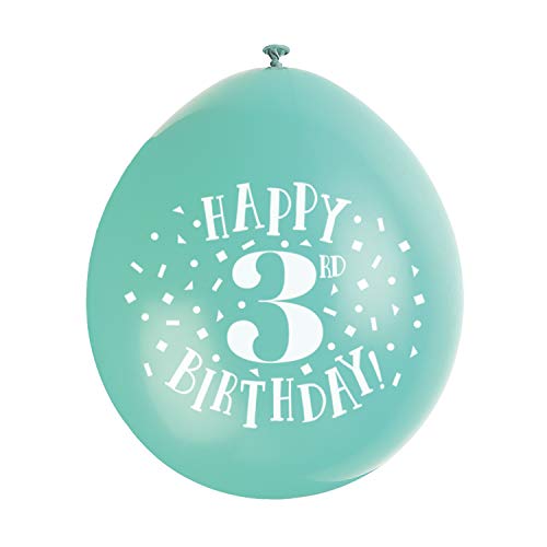 Latex-Luftballons zum 3. Geburtstag - 23 cm - Verschiedene Farben - 10er-Pack von Unique