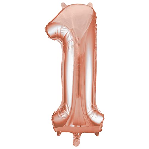 Unique Party Supplies 55871 Riesenzahl 1 Luftballon - 86 cm - Roségold, Rose Gold von Unique