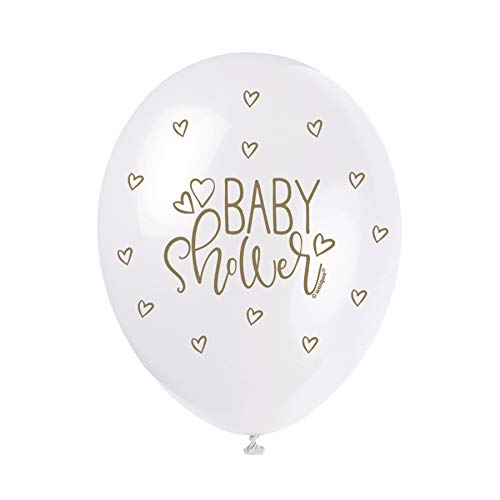 Perlmutt-glänzende Latex-Babyparty-Luftballons - 30 cm - Gold - 5er-Pack von Unique