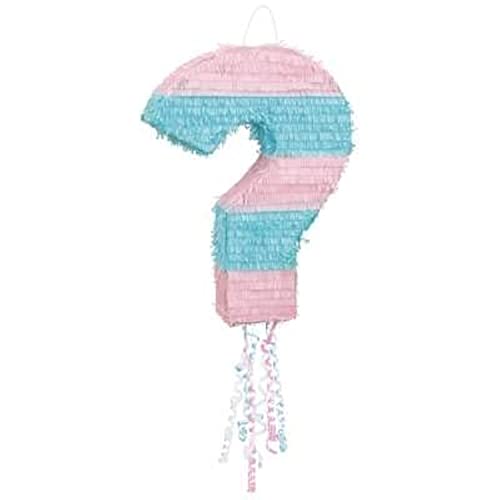 Unique 76092 Gender Reveal Fragezeichen Pinata | 1 Stück, rosa/blau von Unique