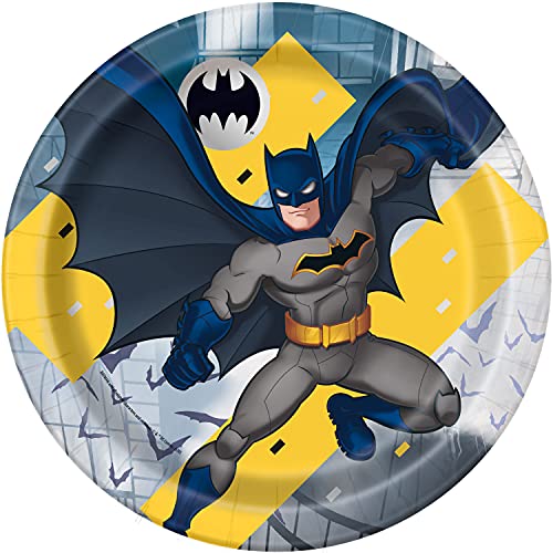 Unique 77515EU Batman Umweltfreundliche Pappteller-23 cm Party-Packung mit 8 Stück, Multicolour, Medium von Unique