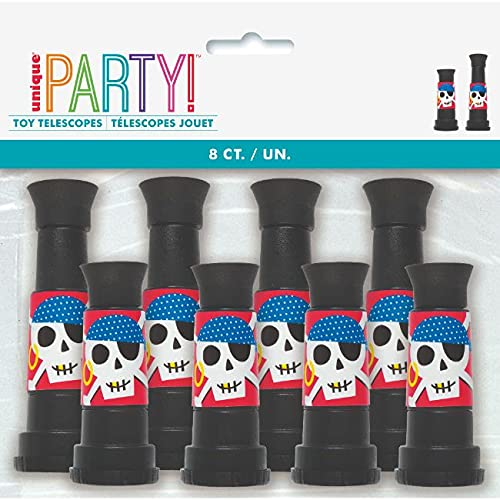 Unique Mehrfarbiges Ahoi-Piraten-Teleskop, Gastgeschenke (8 Stück), perfektes Partygeschenk für jedes schreckende Abenteuer von Unique