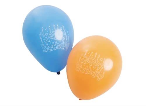 Unique Party Supplies 5160 Latex-Happy Birthday-Luftballons - Farbe kann variieren - 15er Pack, Orange, Blau von Unique