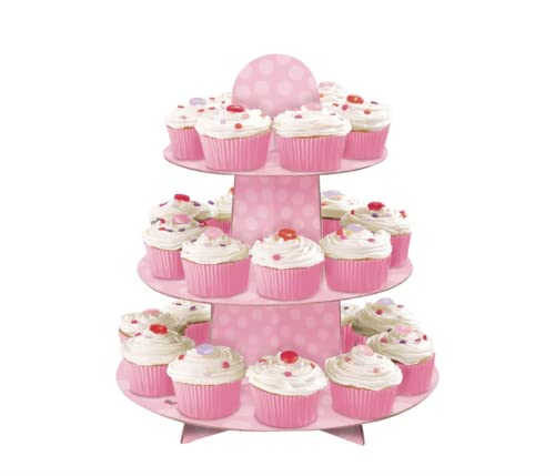 Unique Party Supplies Babyparty-Cupcake-Ständer - Rosa Punktmuster, 13"H x 11.75"W von Unique