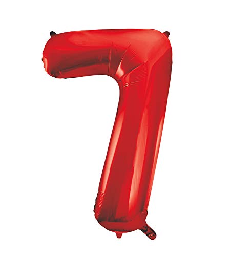 Unique Party Supplies 55857 Riesenzahl 7 Luftballon - 86 cm - Rot von Unique