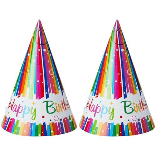 Unique Party Supplies Partyhüte - Regenbogenbänder Geburtstagsparty - 8er-Pack (Packung mit 2) von Unique