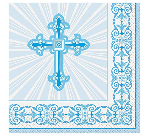 Unique Party Strahlend Kreuz blau Religiöse Servietten, 16 Stück von Unique Party