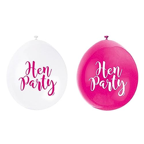 Latex-Junggesellinnenabschieds-Luftballons - 23 cm - "Hen Party" - Rosa Gemischt - 10er Pack von Unique