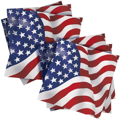 Papierservietten - 16,5 cm - US-Flagge - Packung mit 16 Stück von Unique