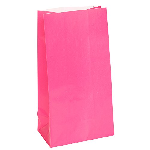 Partytaschen aus Papier - Dunkelrosa - 12er-Pack von Unique Party