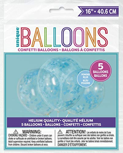 Konfetti-Luftballons - 40 cm - Konfetti mit Blauen Herzen - 5er-Pack von Unique