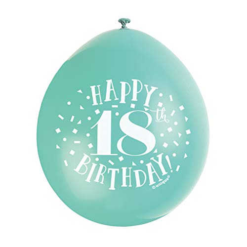 Unique Party Supplies 56045 Latex-Luftballons zum 18. Geburtstag - 23 cm, 10er-Pack von Unique