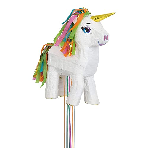 Weiße Einhorn-Pinata - Zugschnur von Unique Party