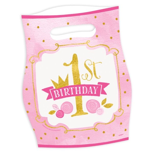 "1st Birthday" in pink & gold, Tüten, 8 Stück von Unique