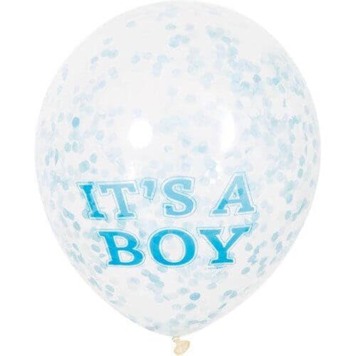 Babyparty-Konfetti-Luftballons - 30 cm - "It's a Boy" - Blau - 6er-Pack von Unique