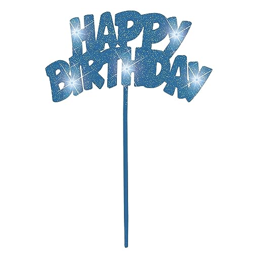 Blinkende Geburtstagskuchen dekoration - "Happy Birthday" - Blau von Unique