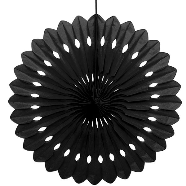 Fächerblume schwarz mit langem Klebepad und Schnur, 40 cm, 1 Stück von Unique