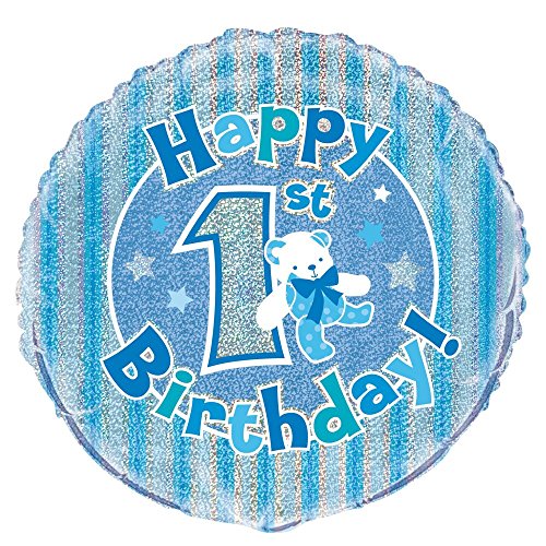 Geburtstags-Folien-Luftballon - 45 cm -"Happy 1st Birthday" - Blau von Unique