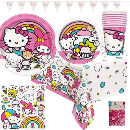 Hello Kitty Partyzubehör - Hello Kitty Teller und Servietten und Hello Kitty Partydekorationen Bundle für Ihre Hello Kitty Party von Unique