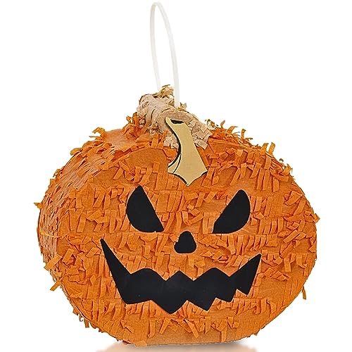 Jack-o-Lantern Mini-Piñata-Dekoration (1 Stück) – 17,8 x 15,2 cm – Schwarz & Orange – perfekt für Halloween-Partys von Unique