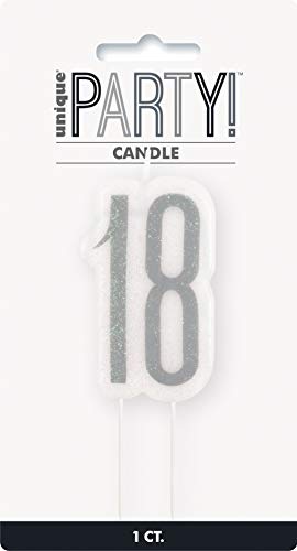 Kerze zum 18. Geburtstag - Glitzer Schwarz & Silber Geburtstag von Unique