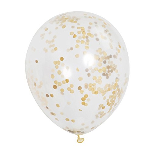 Konfetti-Luftballons - 30 cm - Gold - 6er-Pack, Farblos von Unique