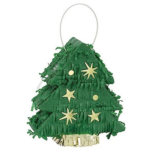 Moderne Weihnachts-Piñata aus Papier, goldfarben, grün und grün, 1 Stück, auffälliges Design, perfekte Dekoration für Partys, Themenveranstaltungen und festliche Feiern von Unique