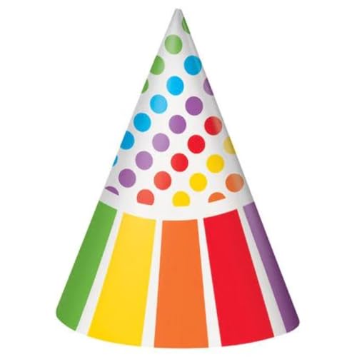 Partyhüte - Regenbogen-Party - 8er-Pack von Unique