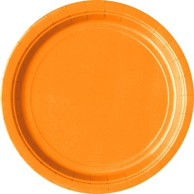 Partyteller orange, 23 cm groß,  8&nbsp;Einwegteller für viele Zwecke von Unique