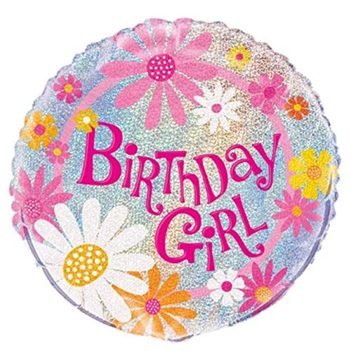 Prismatischer Geburtstags-Folien-Luftballon - 45 cm - "Birthday Girl" von Unique