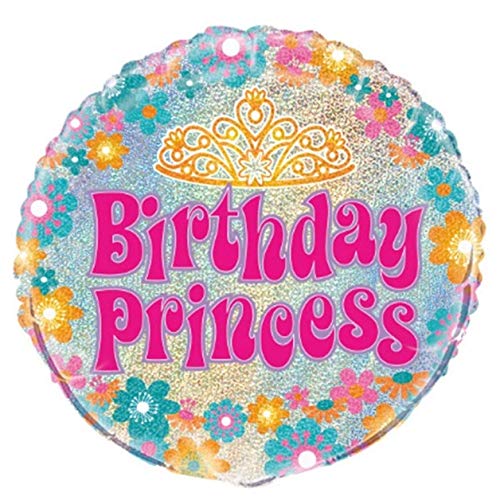 Prismatischer Geburtstags-Folien-Luftballon - 45 cm - "Birthday Princess" von Unique