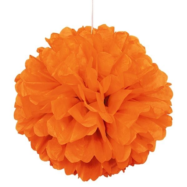 Puffball aus Papier orange, Pompom in schöner leuchtender Farbe, 40cm von Unique