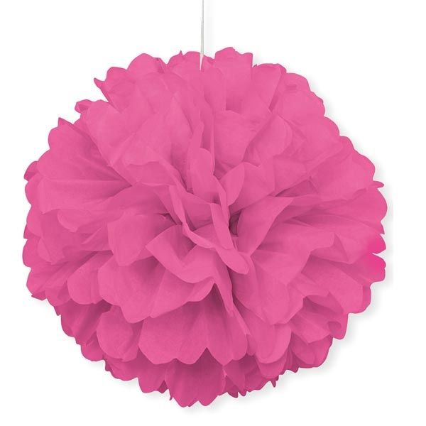 Puffball in Rosa mit Band, 40 cm, rosafarbener Pompom als Hängedeko von Unique