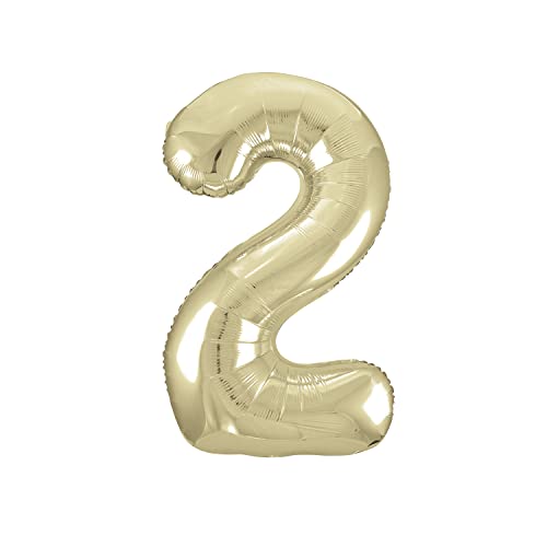 Riesenzahl 2 Luftballon - 86 cm - Gold Riesenzahl 2 Luftballon - 86 cm - Gold von Unique