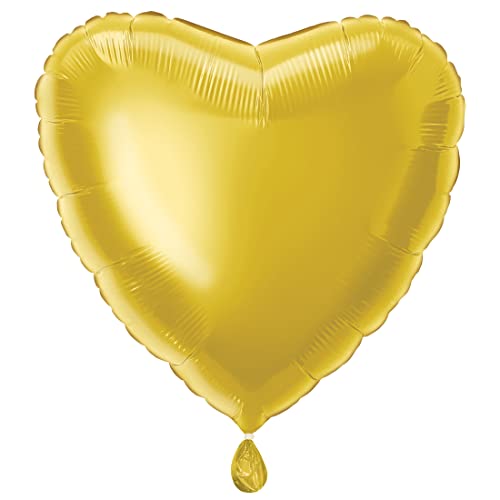 Unique 20301 Herzförmiger Partyballon-45 cm-Farbe Gold-1 Stück (1 Packung), Taglia unica von Unique